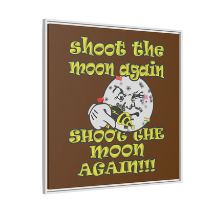 shoot the moon again - framed canvas art (brown)