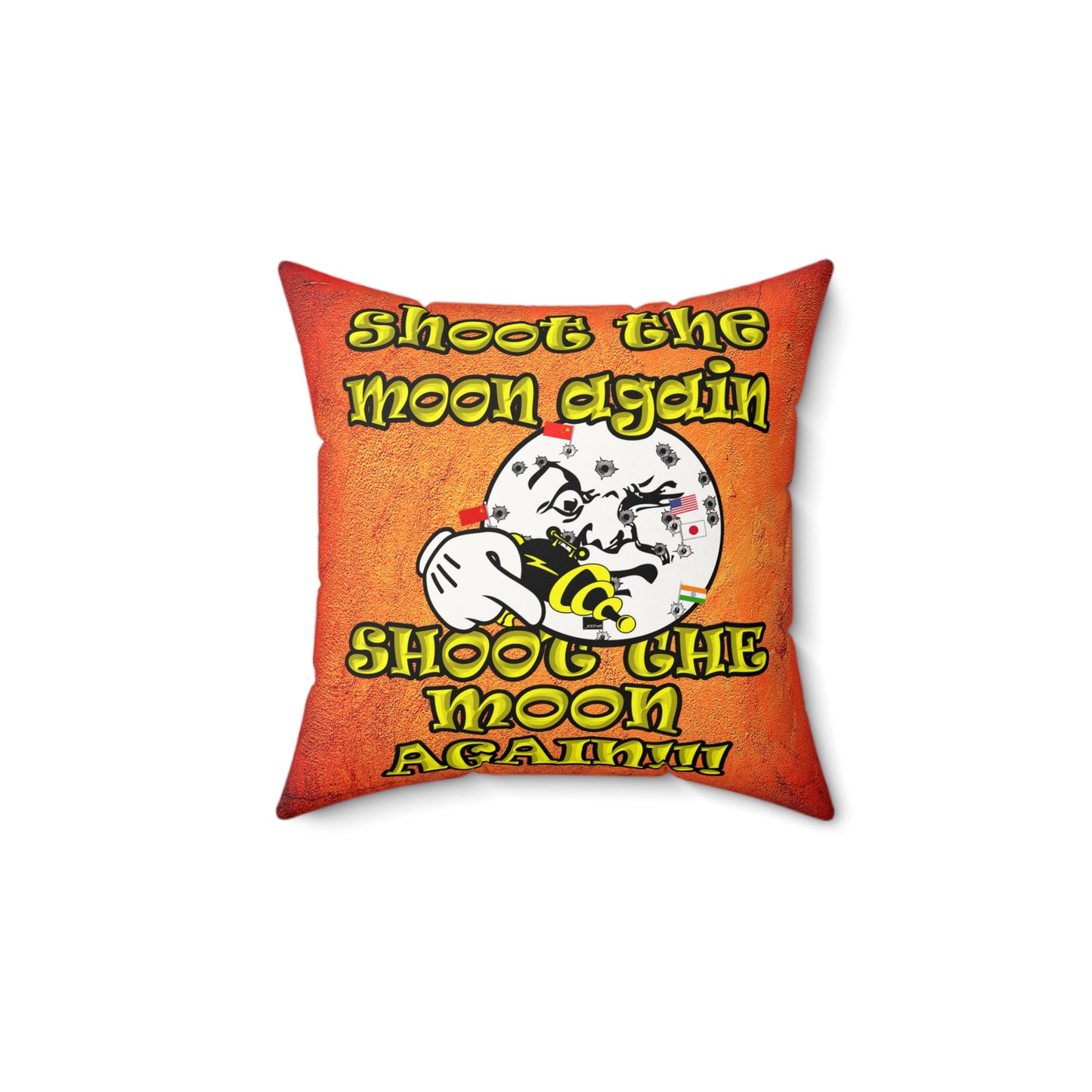 shoot the moon again - Faux Suede Square Pillow - (burnt orange)