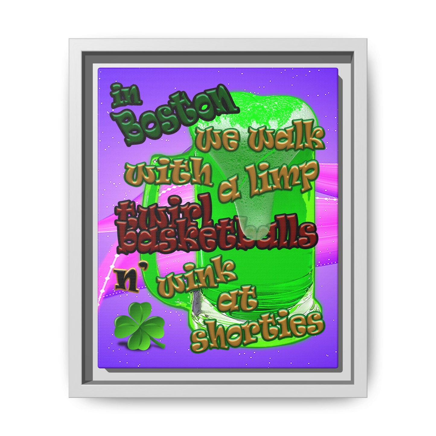 celtics logo - framed canvas art (purple-pink wave)