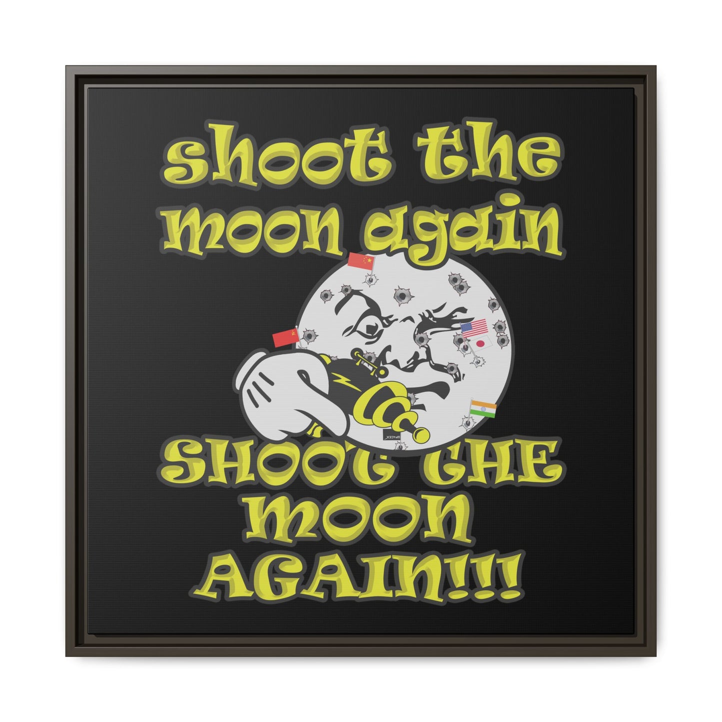 shoot the moon again - framed canvas art (black)