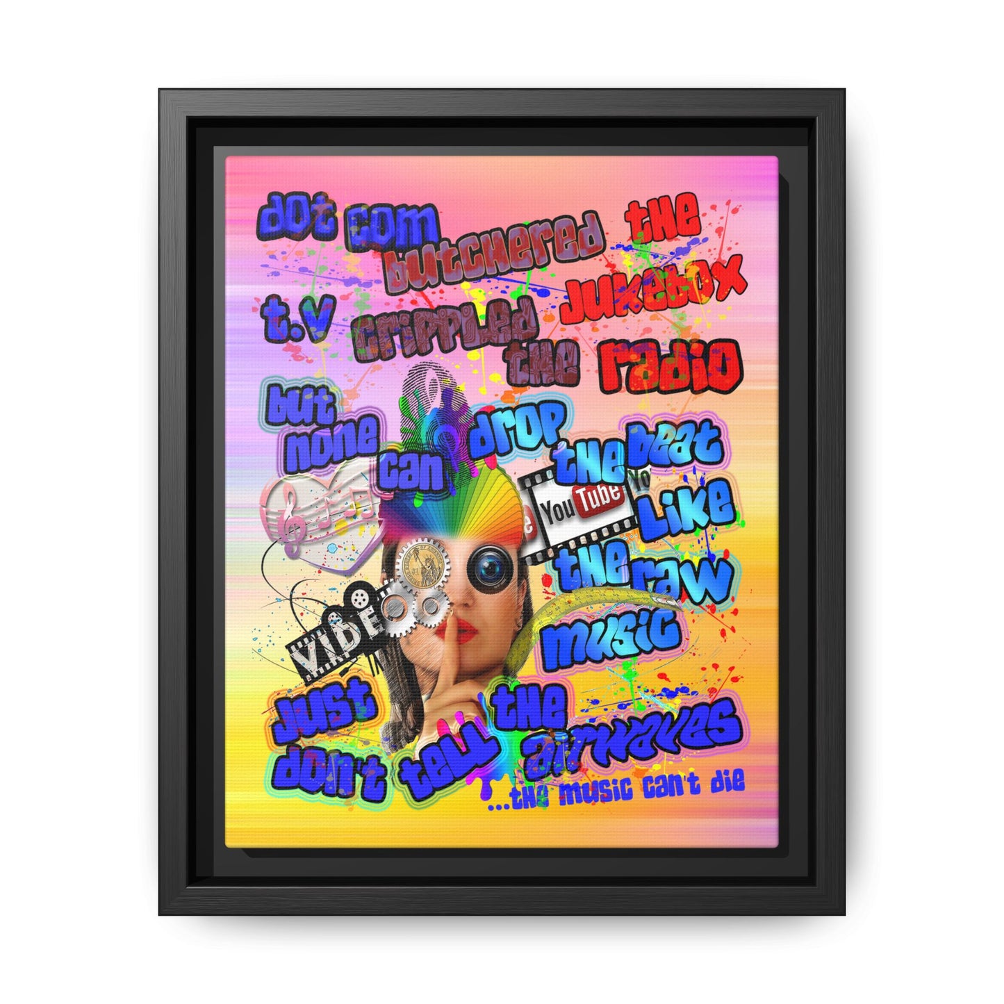 drop the beat - framed canvas art (color blur)