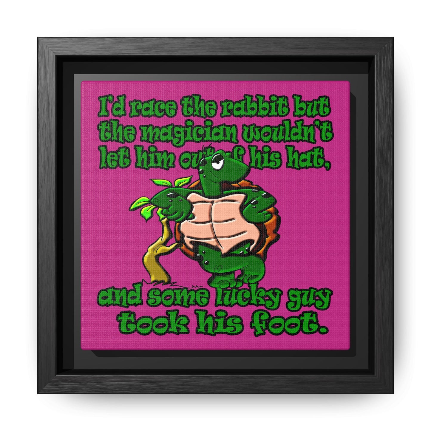 turtle race - framed canvas art (pink)