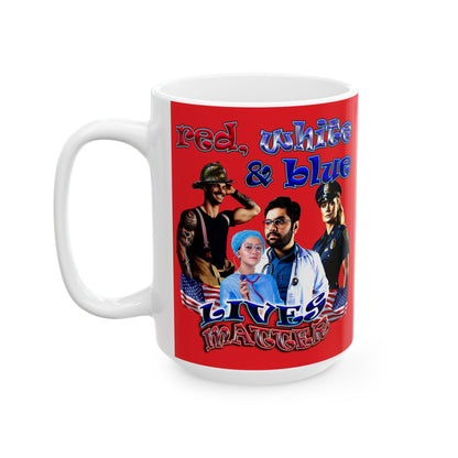 rw&b lives matter - White Mug (red)