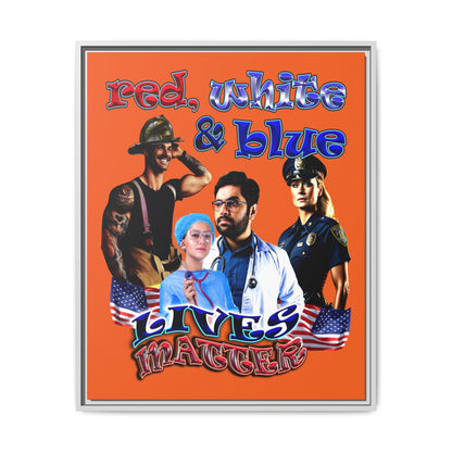 rw&b lives matter - framed canvas art (orange)