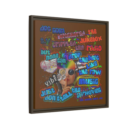 drop the beat - framed canvas art (brown)