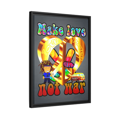 love peace - framed canvas art (grey-light grey)