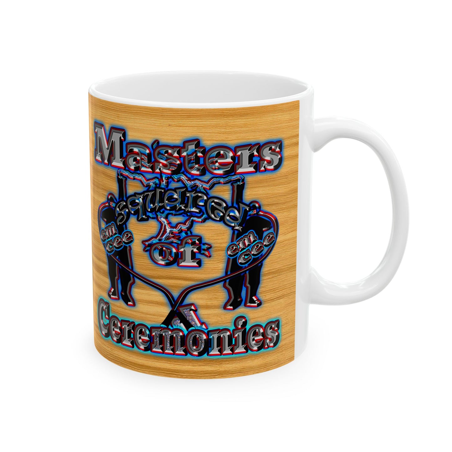 em cee squared - White Mug (butterscotch wood finish)