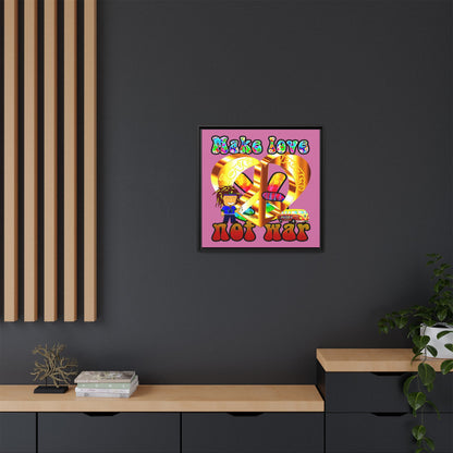 love peace - framed canvas art (light pink)