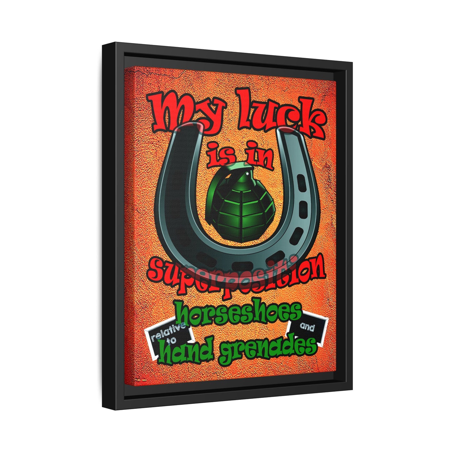 my luck - framed canvas art (burnt orange)