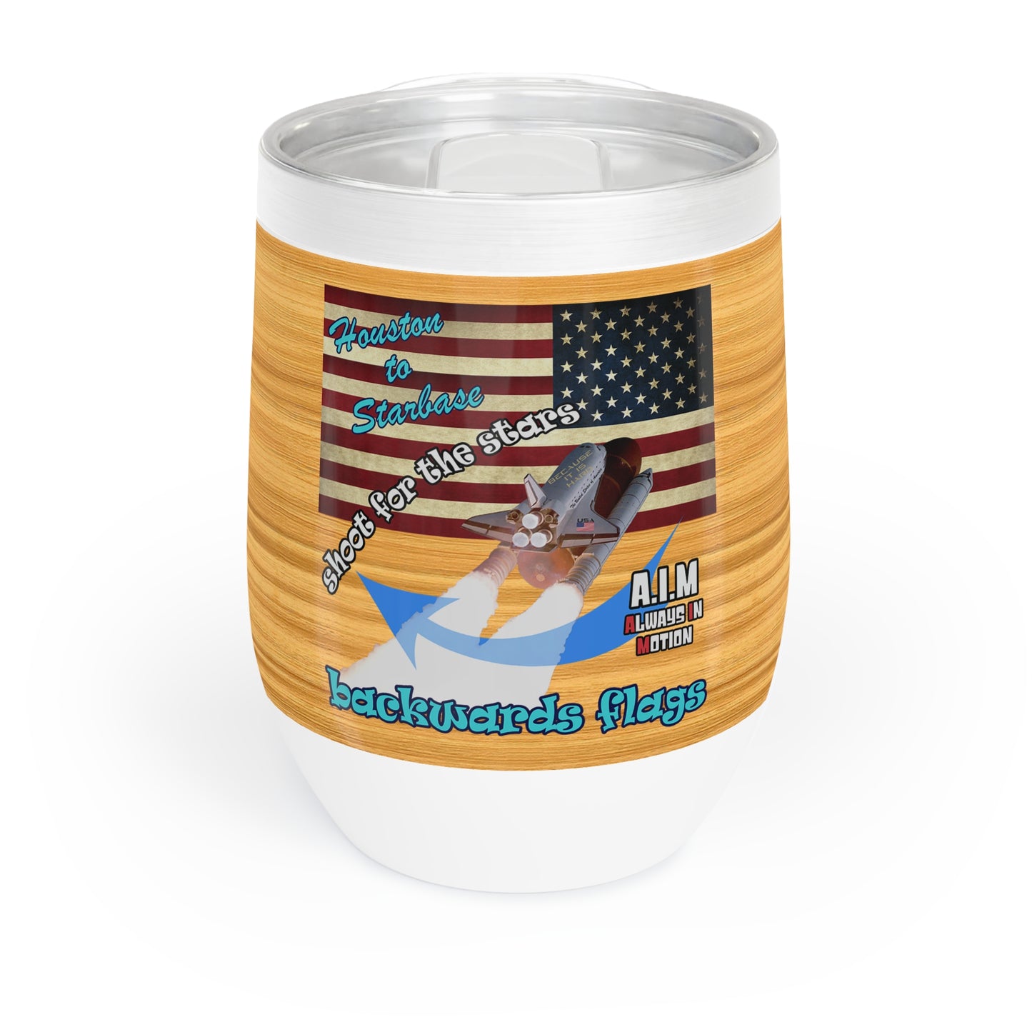 shoot for the stars - Chill Wine Tumbler (butterscotch wood finish)