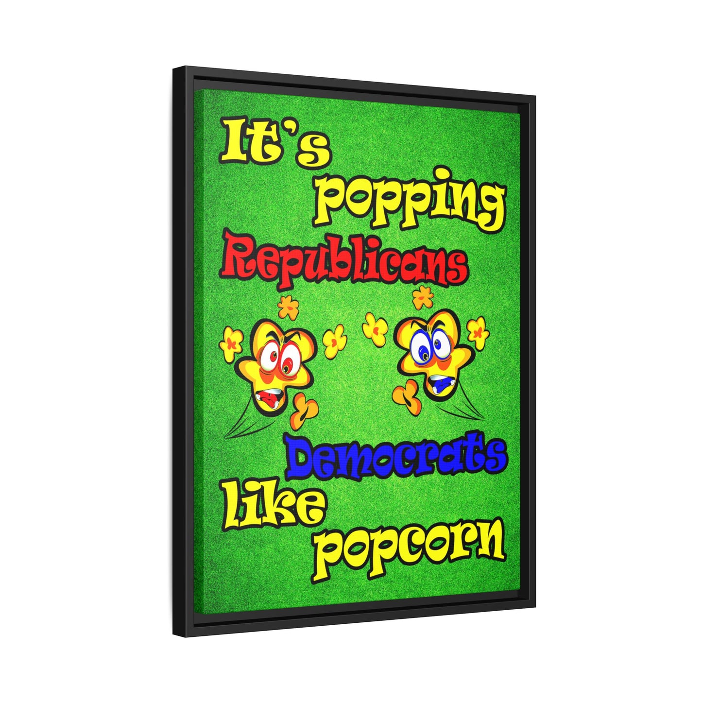popping like popcorn - framed canvas art (green turf)