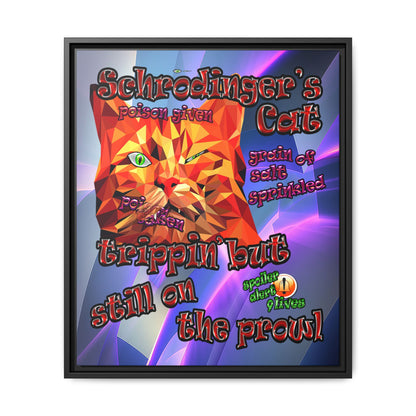 schrodinger's cat - framed canvas art (grey-pink wave)