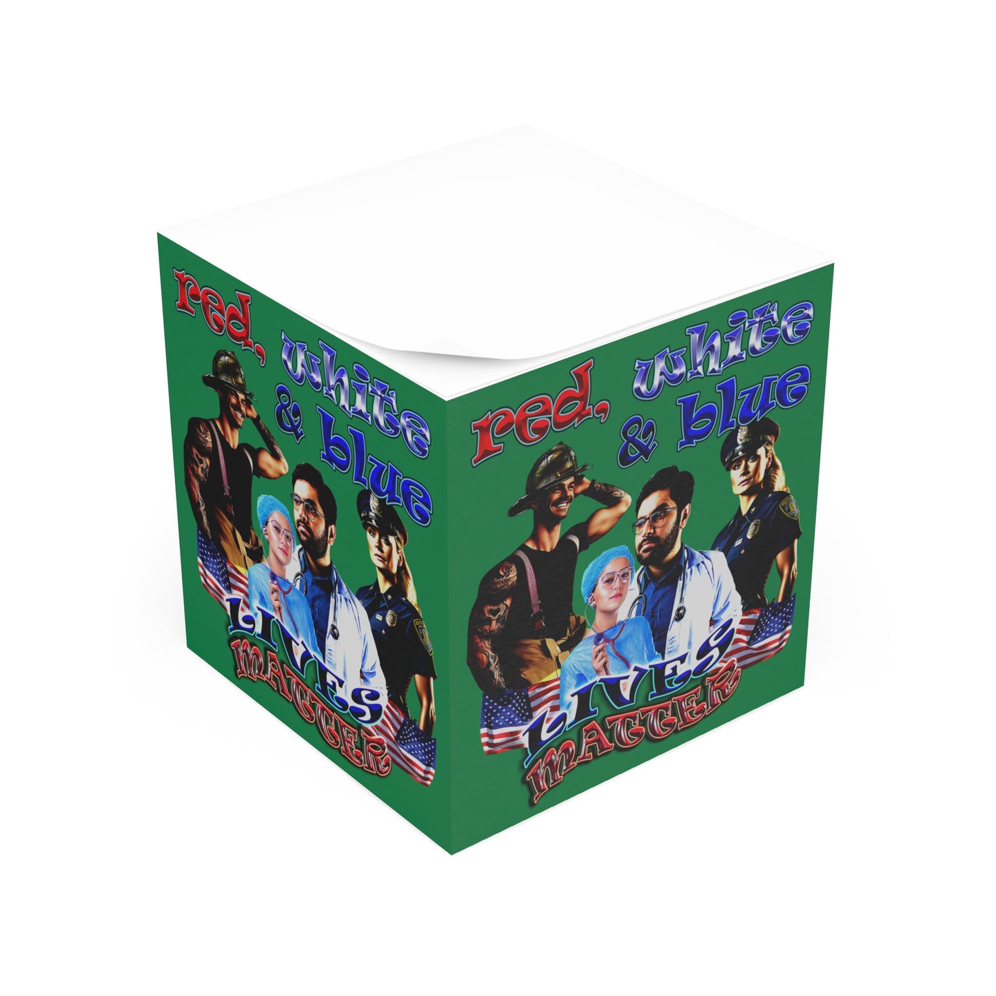 rw&b lives matter - note cube (dark green)
