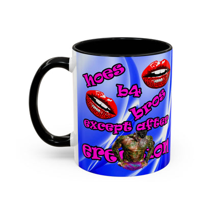 hoes b4 bros - Accent Mug (blue-white wave)