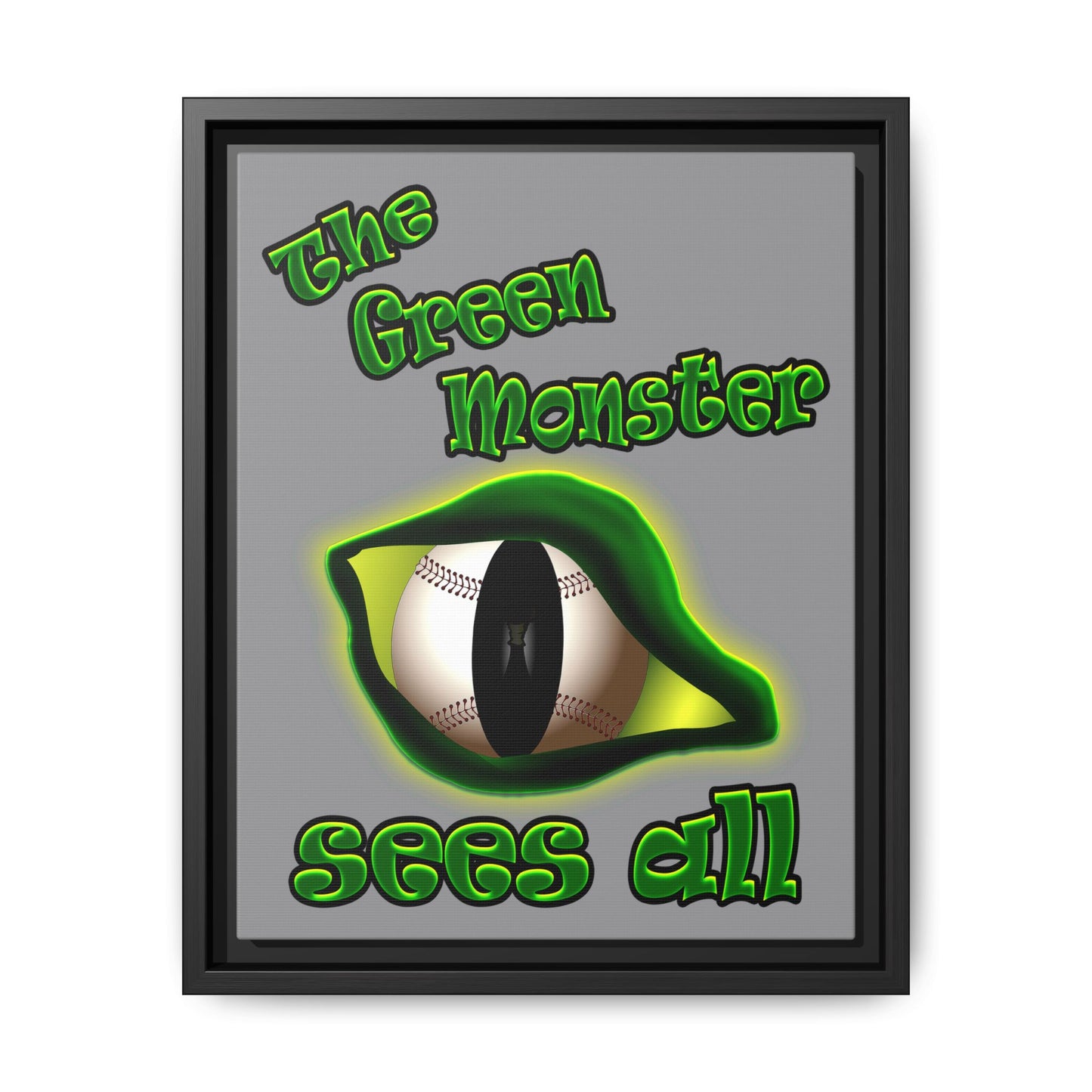 green monster - framed canvas art (grey)