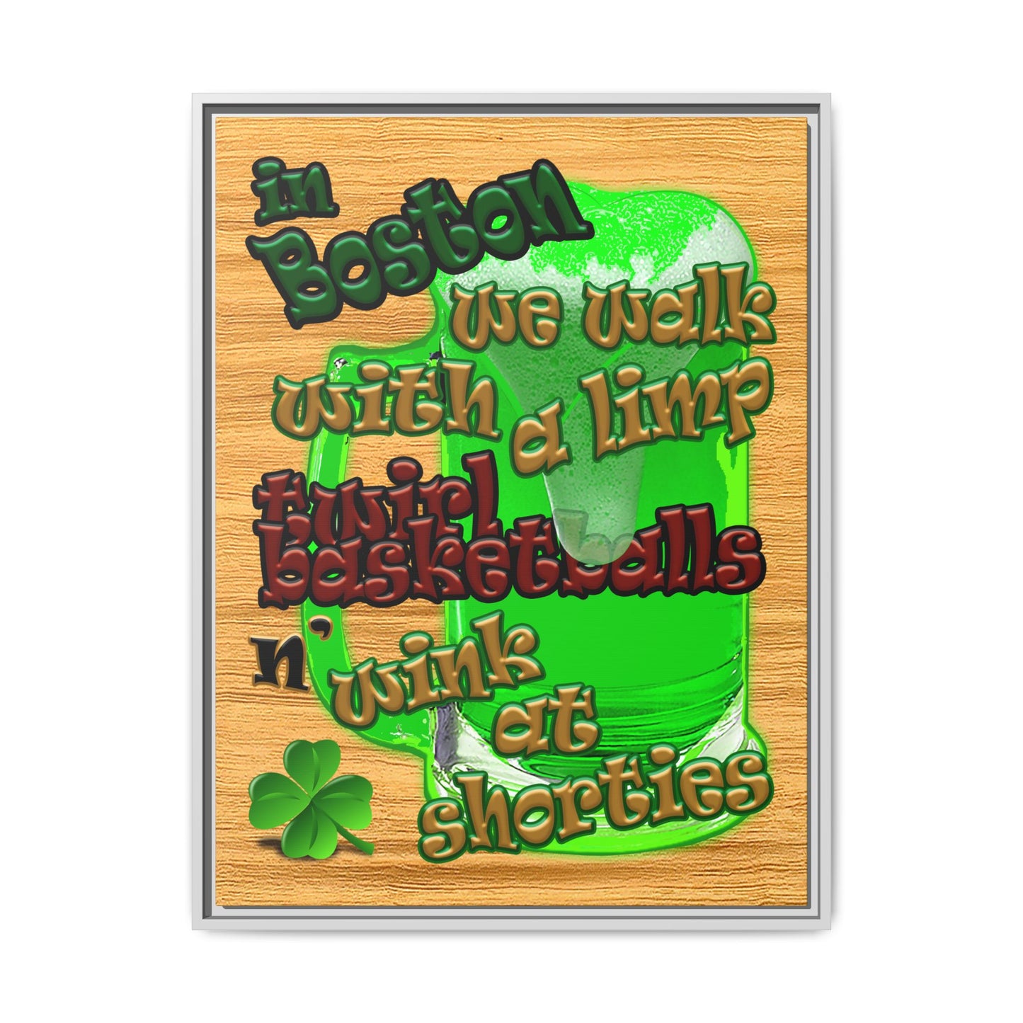 celtics logo - framed canvas art (butterscotch wood finish)