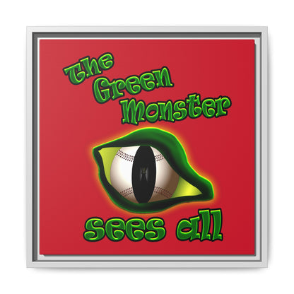 green monster - framed canvas art (dark red)