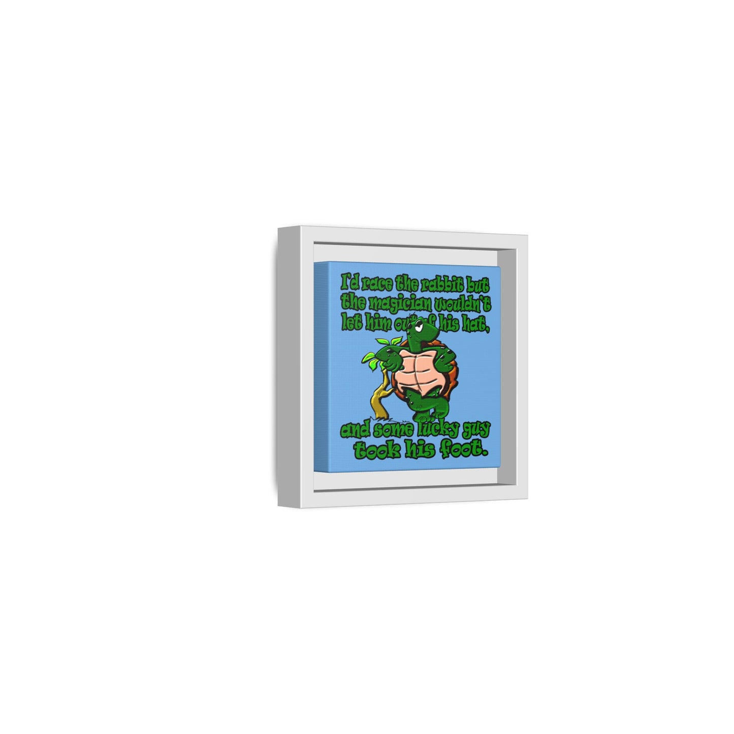 turtle race - framed canvas art (light blue)