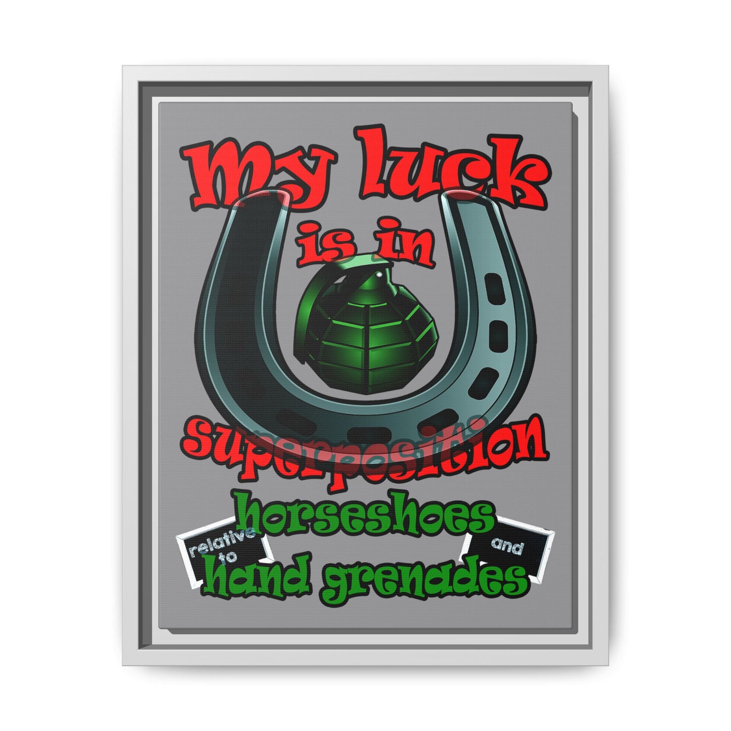 my luck - framed canvas art (grey)