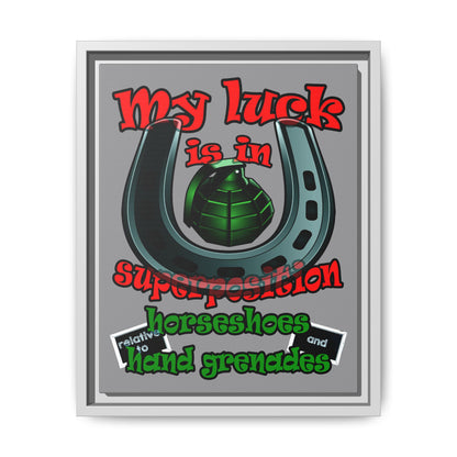 my luck - framed canvas art (grey)