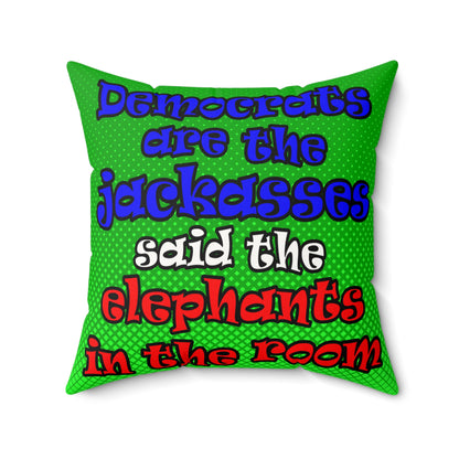 donkeys and elephants - Faux Suede Square Pillow - (logo green)