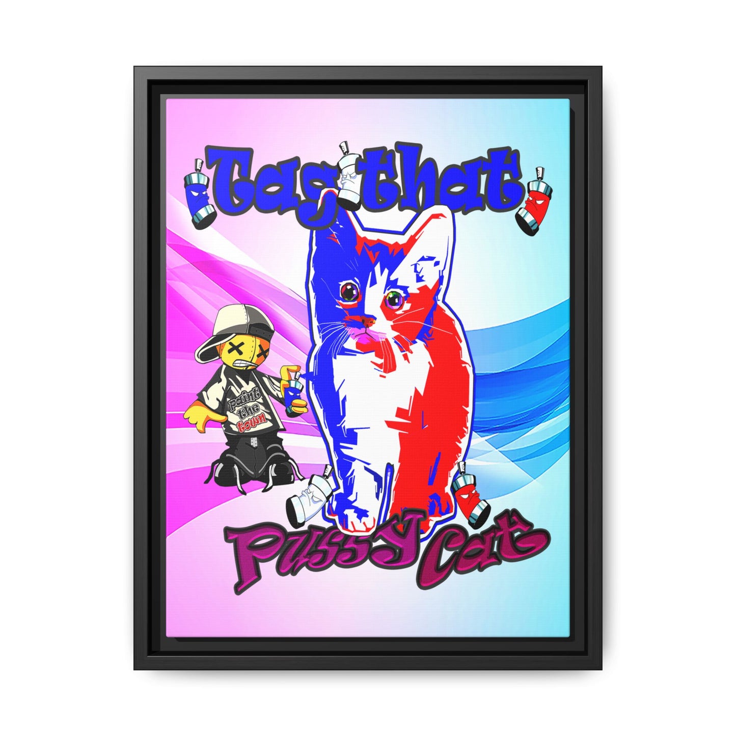 tag that - framed canvas art (light blue-pink wave)