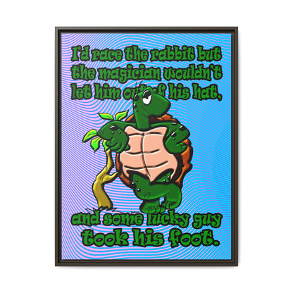 turtle race - framed canvas art (light blue-purple wave)
