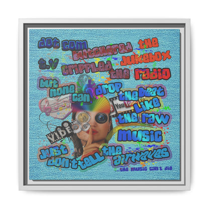 drop the beat - framed canvas art (faded blue)