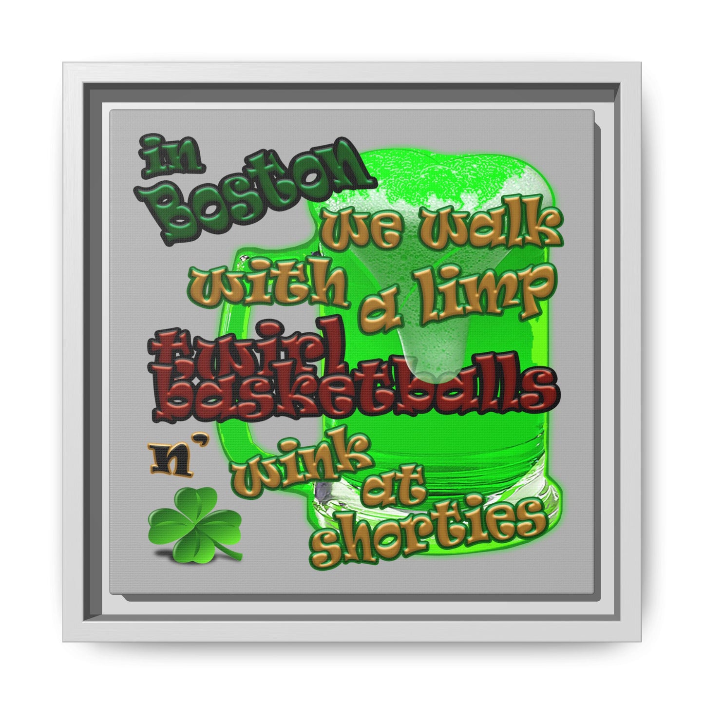 celtics logo - framed canvas art (light grey)