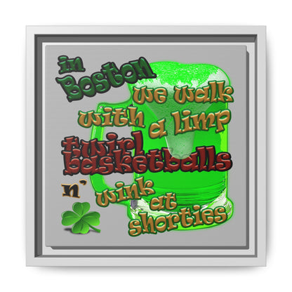 celtics logo - framed canvas art (light grey)