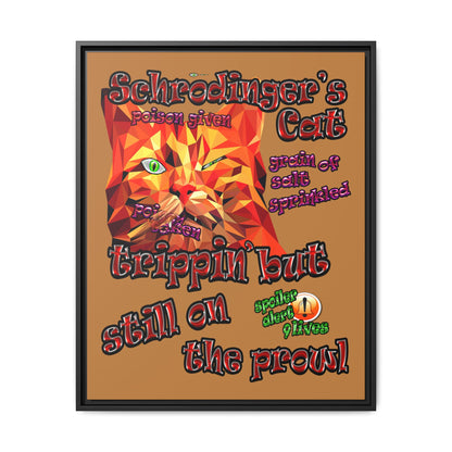 schrodinger's cat - framed canvas art (light brown)