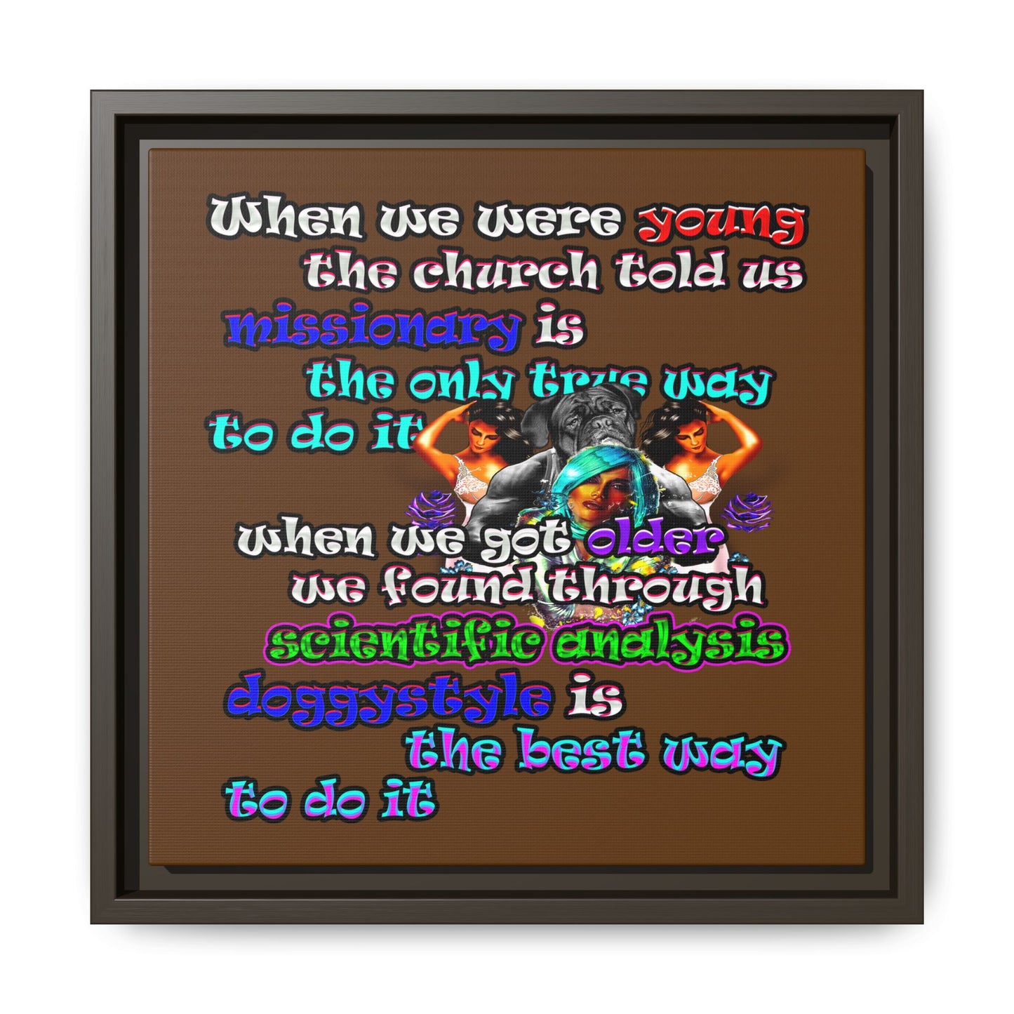doggystyle - framed canvas art (brown)