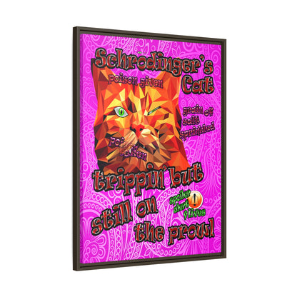 schrodinger's cat - framed canvas art (pink swirl)