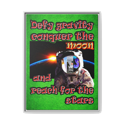 defy conquer reach - framed canvas art (green turf)