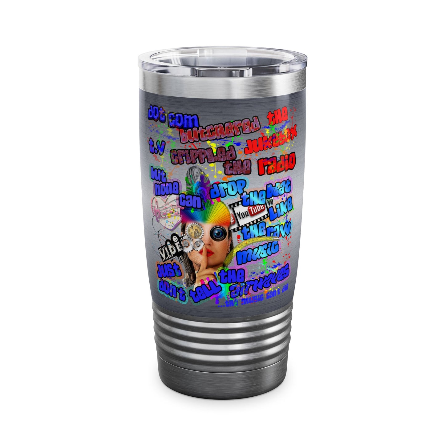 drop the beat - Ringneck Tumbler, 20oz  (brushed nickel)