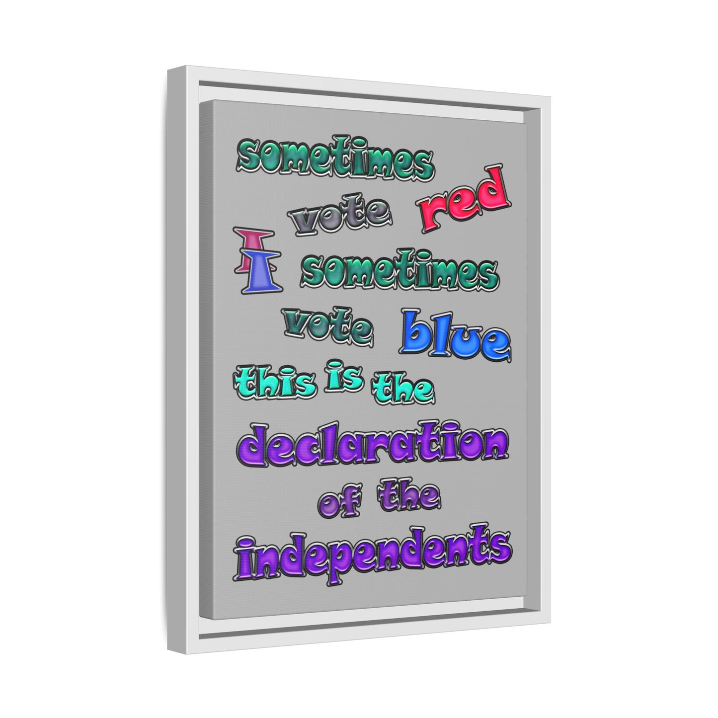 declaration of the independents - framed canvas art (light grey)