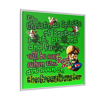 christmas spirits of boston - framed canvas art (logo green)