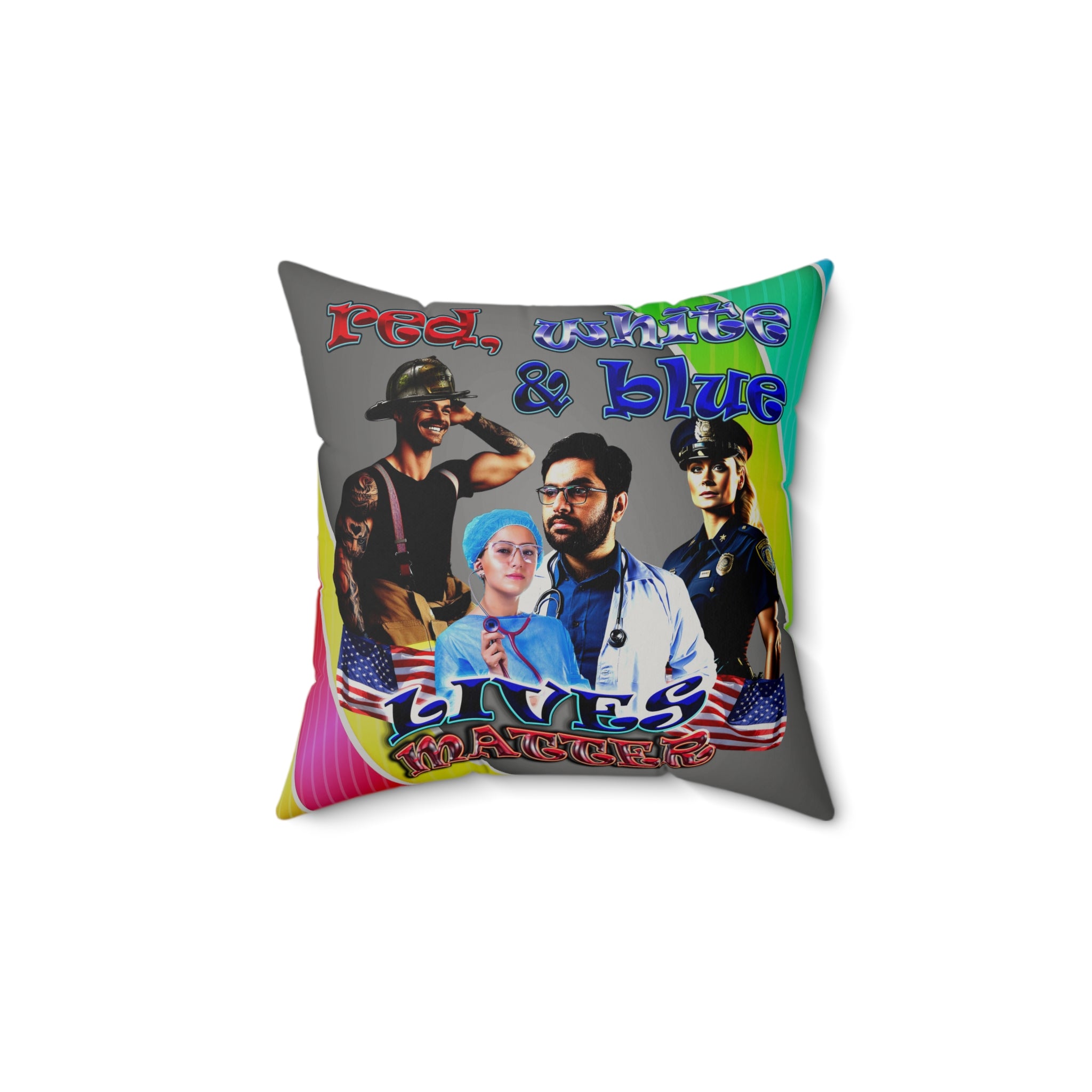 rw&b lives matter - Faux Suede Square Pillow - (rainbow split)