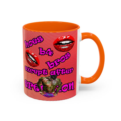 hoes b4 bros - Accent Mug (yellow-orange wave)