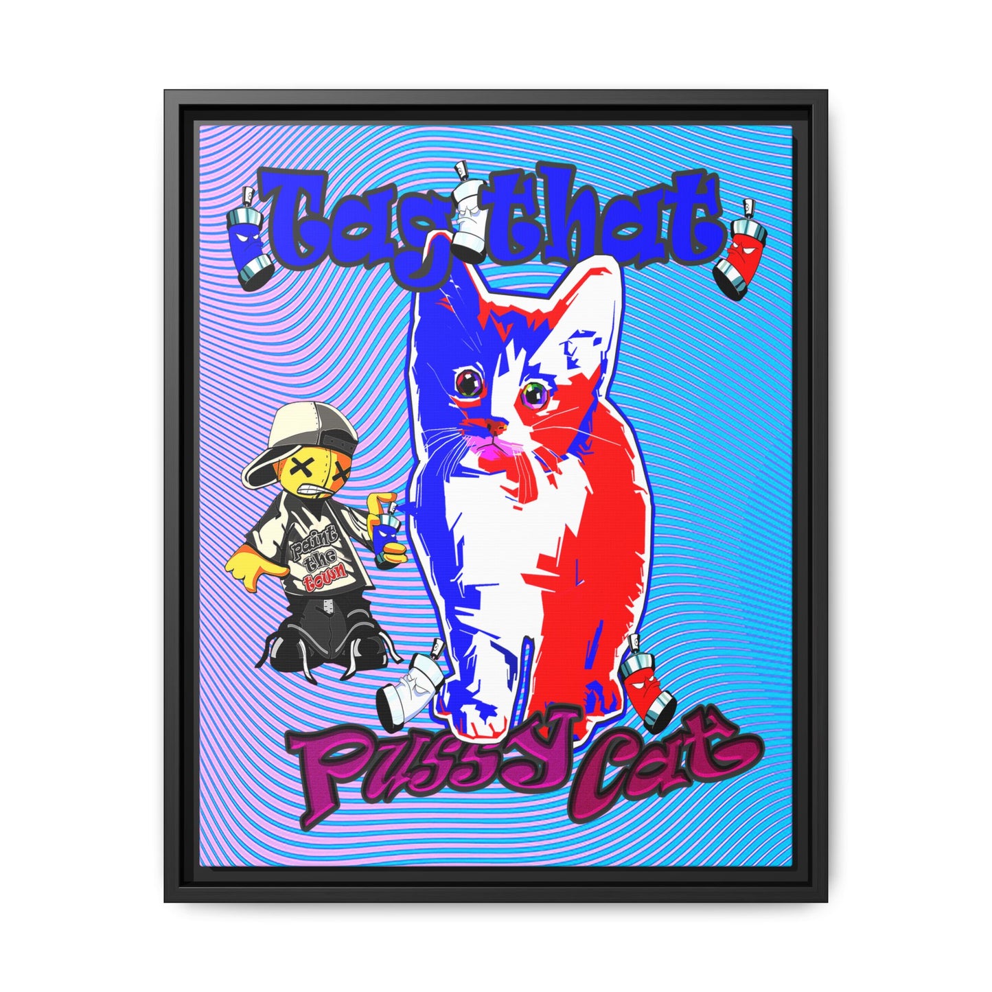 tag that - framed canvas art (light blue-purple wave)