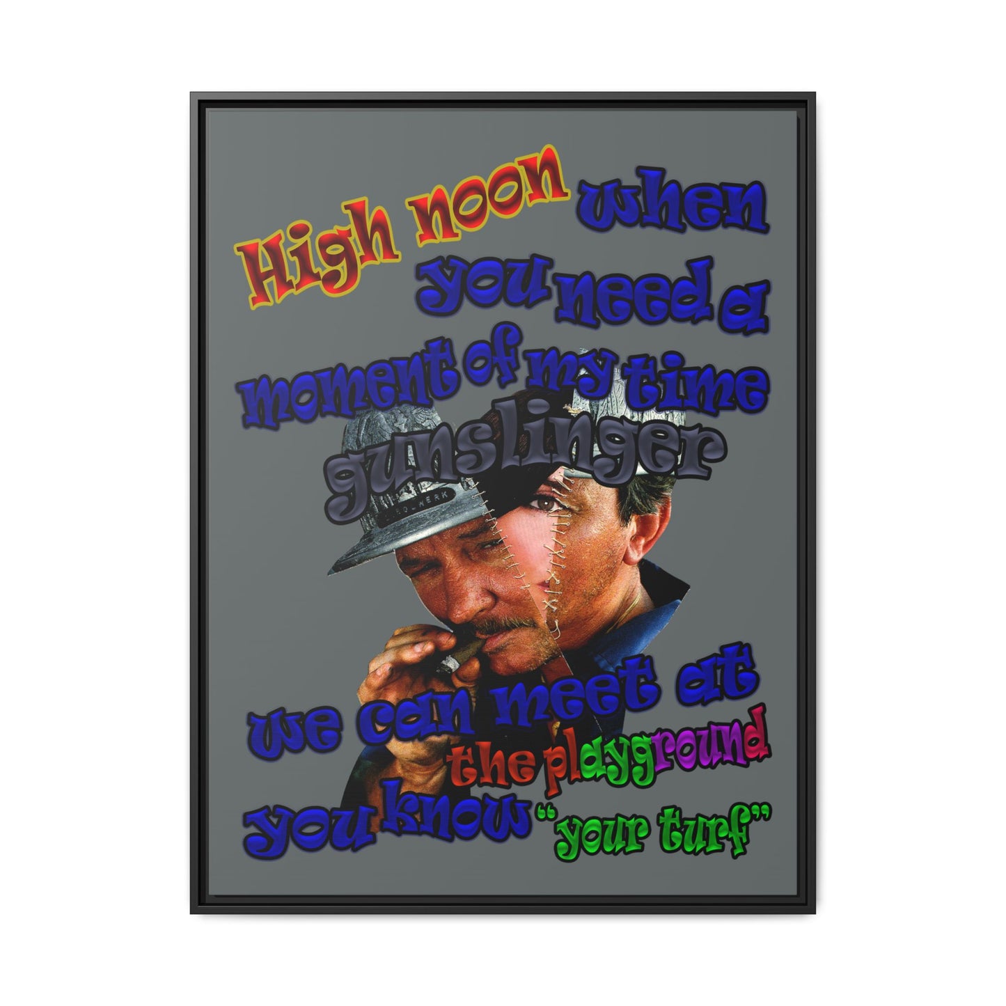 high noon - framed canvas art (dark grey)