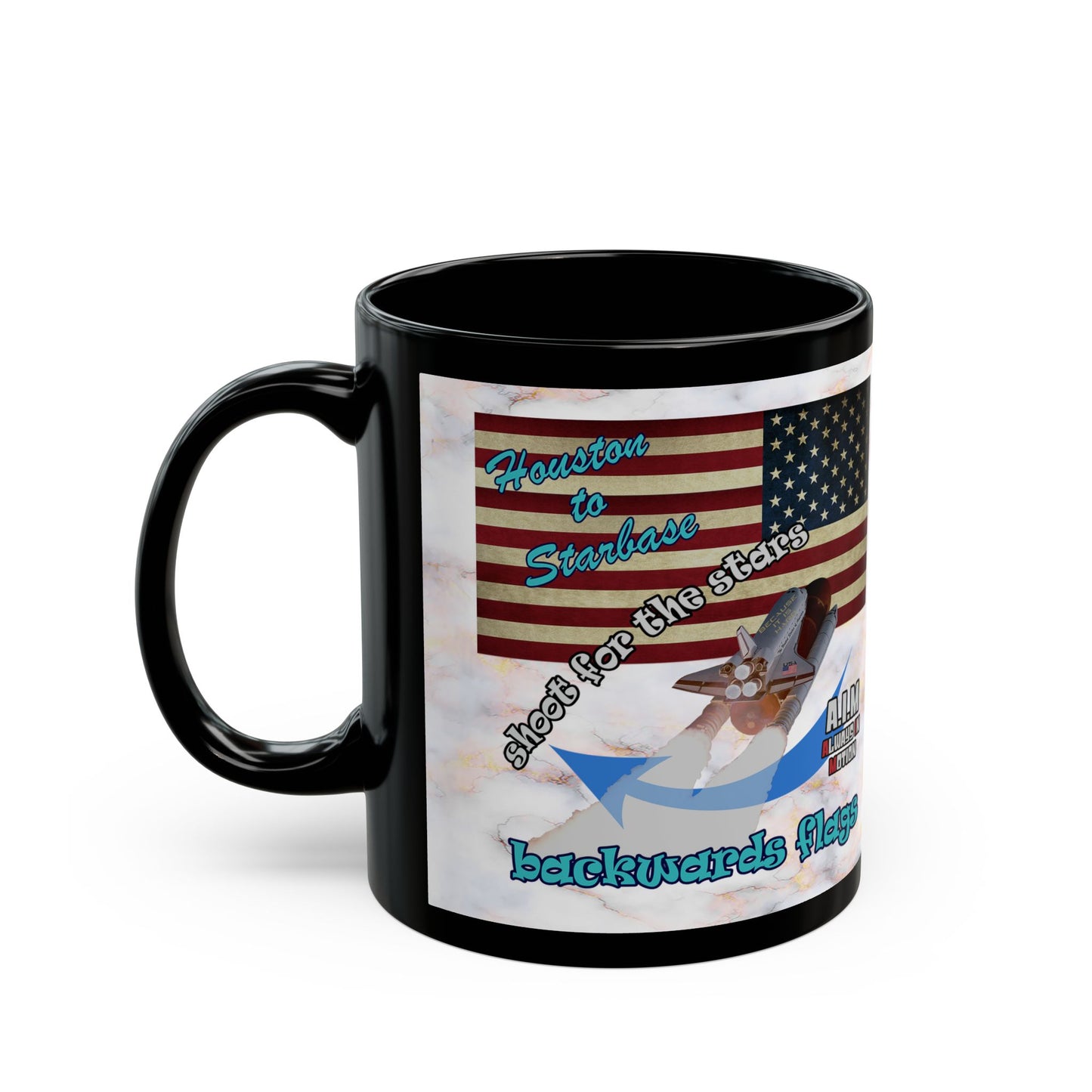 shoot for the stars - Black Mug (white marble)