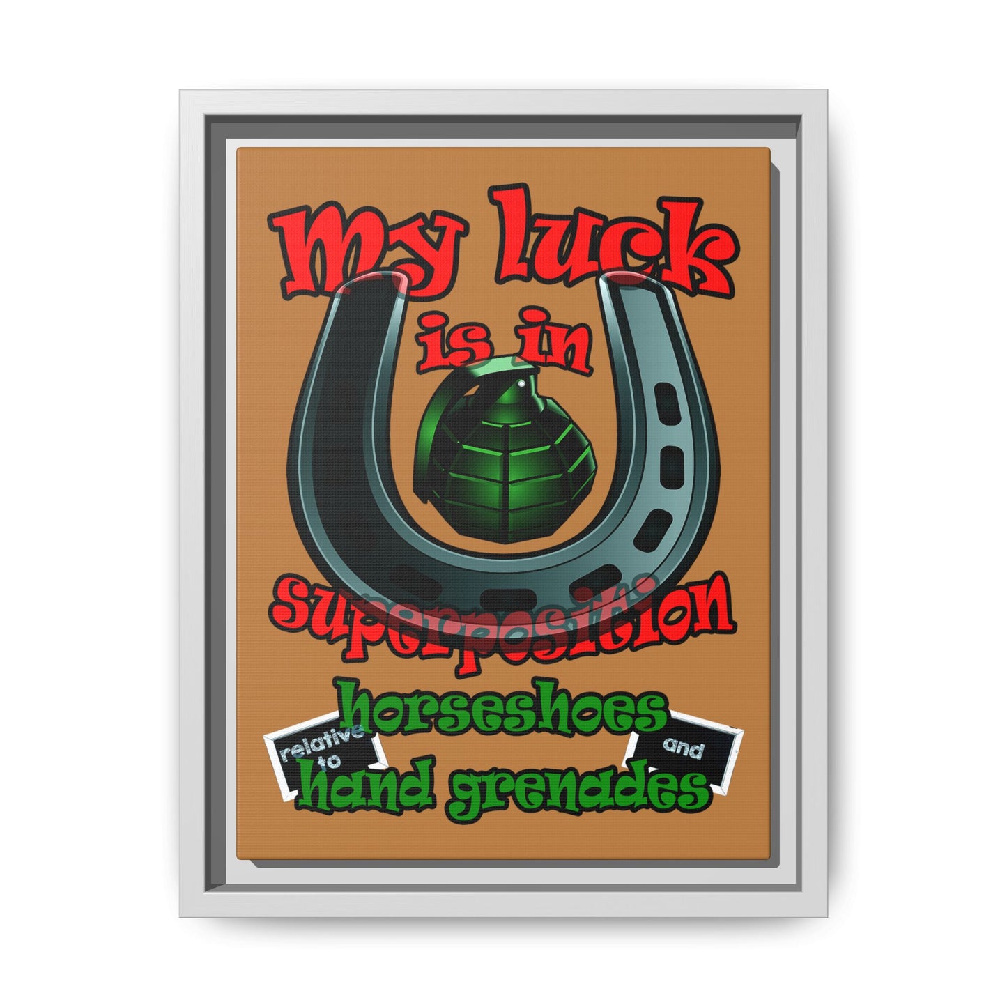my luck - framed canvas art (light brown)