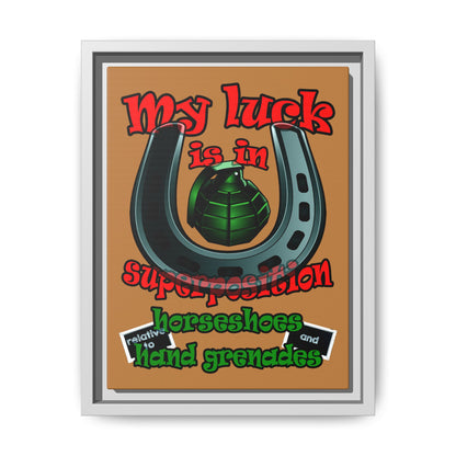 my luck - framed canvas art (light brown)