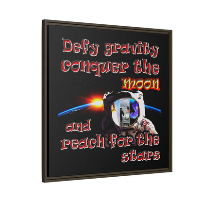 defy conquer reach - framed canvas art (black)
