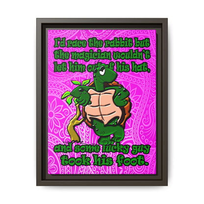 turtle race - framed canvas art (pink swirl)