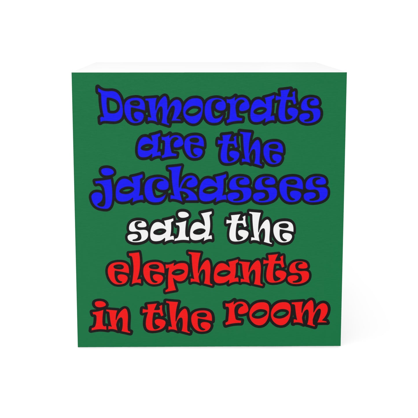 donkeys and elephants - note cube (dark green)