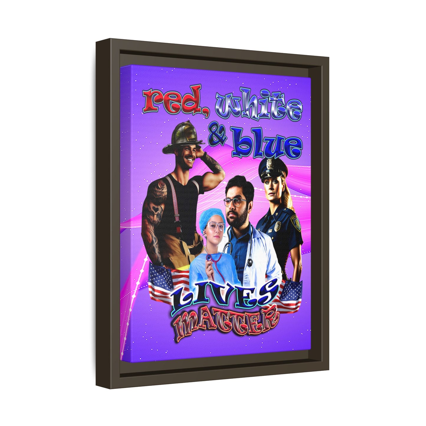 rw&b lives matter - framed canvas art (purple-pink wave)