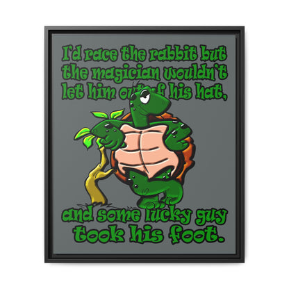 turtle race - framed canvas art (dark grey)