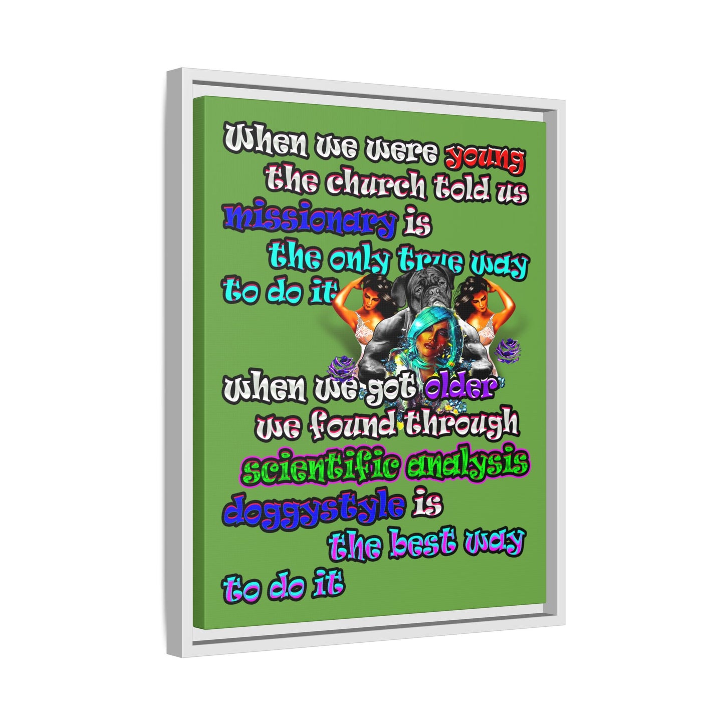 doggystyle - framed canvas art (green)